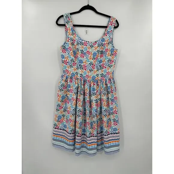 eShakti sleeveless Summer print mini dress Size 12/ Large - Picture 1 of 7